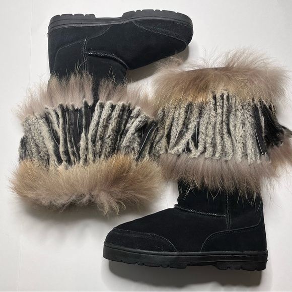 MARTINE ET BONAL Woman's Suede/Fur Sheepskin Lined Boots Size Large (W 8.5) - Picture 8 of 16